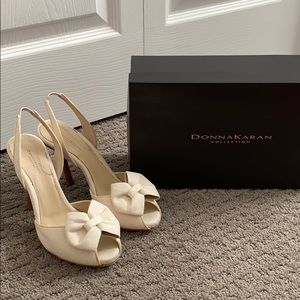 Donna Karan silk linen sling back